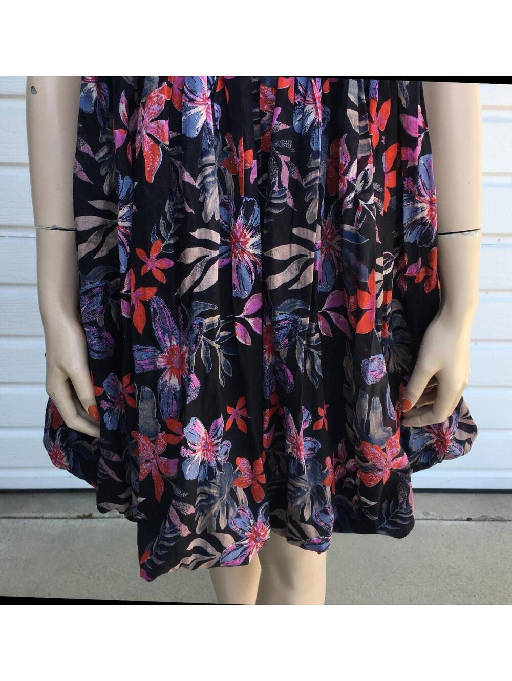NWT Free People Black Floral Mai Tai Bubble-Hem Convertible Mini-Dress Size M - Picture 4 of 9